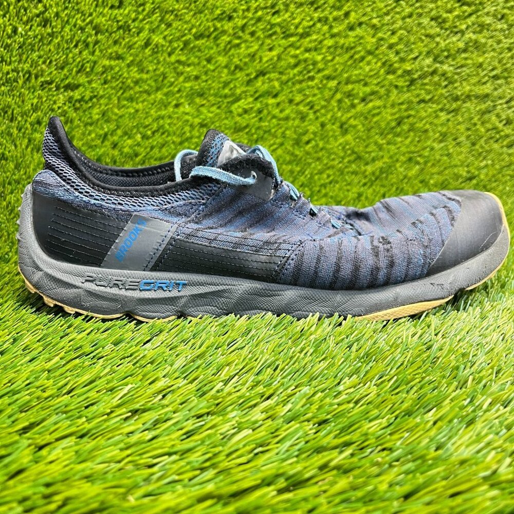 Brooks PureGrit 8 Mens Size 12 Blue Black Athletic Trail Running Shoes Sneakers
